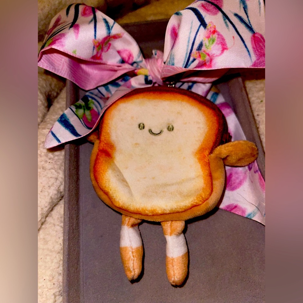 Mr. Toasty Coin Purse with Pink Tulips Twilly. New!